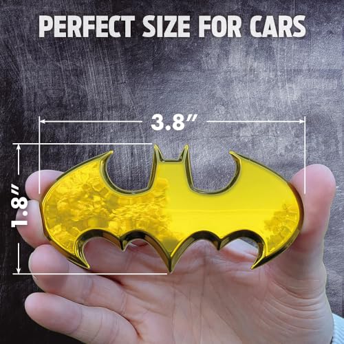 Image of Fan Emblems Batman 3D Car Badge - 1989 Batwing Logo (Yellow Chrome: 3.8 x 1.8 x 0.2 inches)
