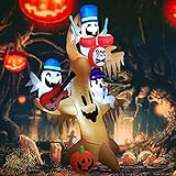 GOOSH 8 FT Halloween Inflatable Outdoor Ghost Tree with Pumpkin, Blow Up Yard Decoration Clearance with LED Lights Built-in for Holiday/Party/Yard/Garden