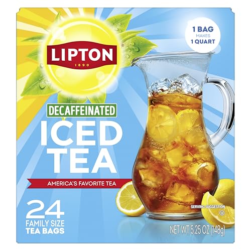 Lipton Decaf Black Iced Tea Bags, Family Size Zero Calories, 24 Total Tea Bags