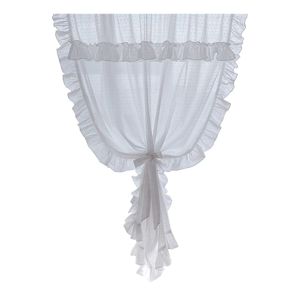 ZHDWM Rural Style Voile tier curtains valances Lace Translucent valance curtains for bedroom Balcony Kitchen Living room short curtains pencil Home Decoration 1 Piece