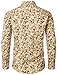 JOGAL Herren Regular Fit Floral Business Hemd Langarm Button Down Print Freizeithemd Beige Floral X-Large