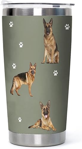 Vaso de perro de pastor alemán con aislamiento al vacío, taza de viaje para café, regalo para papá, mamá de perro, amantes de los perros, taza con