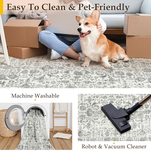 Black Runner Rug 3x12 Hallway Machine Washable Kitchen Vintage Distressed Non Slip Long Carpet Indoor Retro Floral Bedroom Accent Throw Rug for Bathroom Office Laundry Dining Room