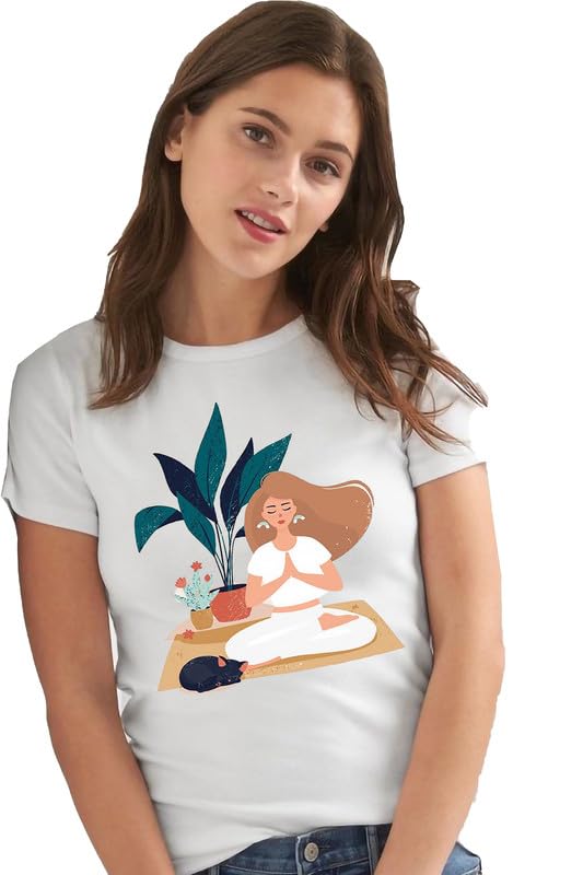 vlam Womens Trendy Yoga Print Graphic Womens Oversized Tshirt-picture-8