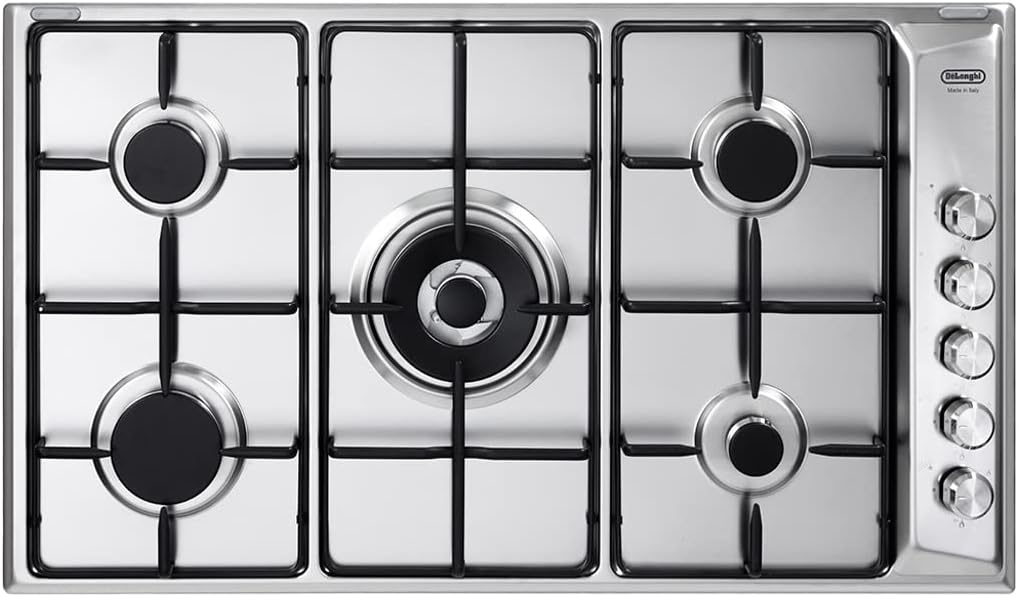 De Longhi DLI 59 DD - Fornello a gas, in acciaio INOX, 90 cm De Longhi DLI 59 DD - Fornello a gas, in acciaio INOX, 90 cm