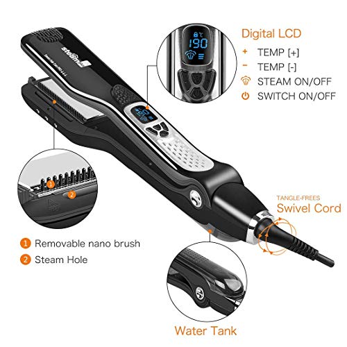 Plancha de Pelo a Vapor con Cepillo Nano Titanio y LCD miniatura 2
