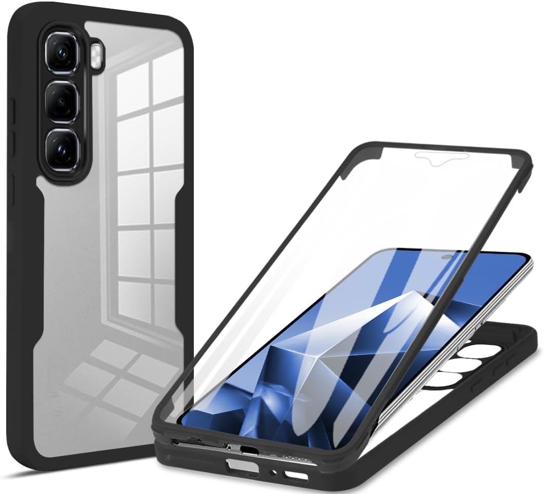 Compatible with Infinix Hot 60 Pro+ 4G Case,Coverwith Built-in Screen Protector Compatible with Infinix Hot 60 Pro+ 4G X6886 Case Cover Black