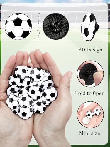 Image of JUNEBRUSHS 28pcs Soccer Ball Enamel Pins, Sports Lapel Pins for Soccer Lovers Party Birthday Themed Party Decorations Supplies Favors Backpack Hat Decor Accessories