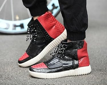 Amazon | 【27.0cm】 スニーカー 靴 シューズ 黒×赤 クロコ柄