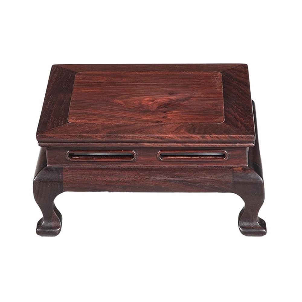 F4j5L7g2 Display Stand Base Square with Leg Woodcarving Bonsai Base Crafts, Mahogany Vase Odd Stone Display Stand