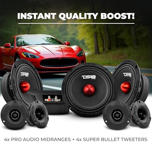 DS18 Bundle Car Speakers 4X PRO-GM6B 6.5" Midrange Speakers and 4X PRO-TWX1/BK Aluminum Super Tweeters - PRO Car Audio Component Package