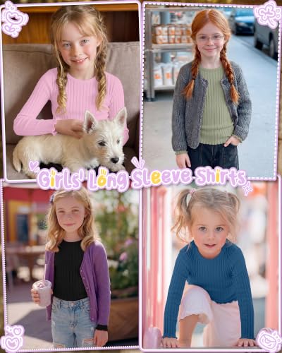 Image of 4 Pack Toddler Girls' Long Sleeve Shirts Cotton Tops