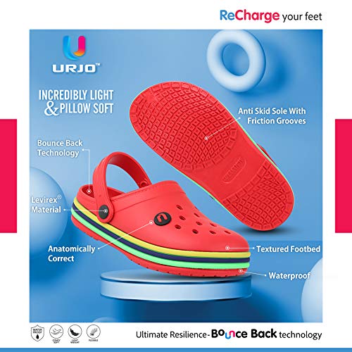 Image of URJO Rainbow Kid's Clogs /Sandals with Adjustable Back Strap Ultra Soft & Flexibility Anti Skid Comfortable Waterproof Daily Mules Clogs /Sandals Boy's & Girl's