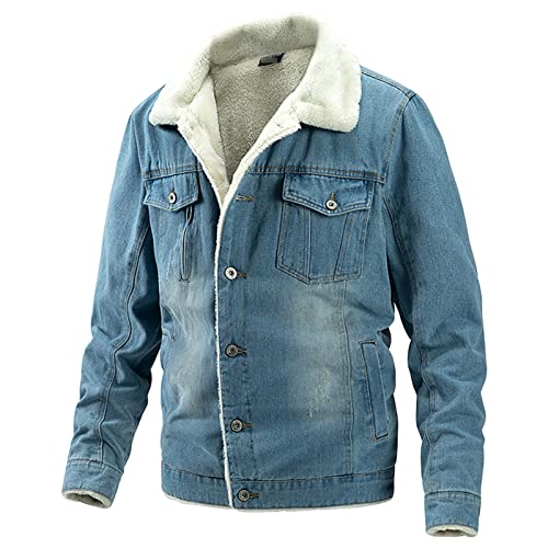 Veste en jean homme chaude contre le froid en coton épais boutons