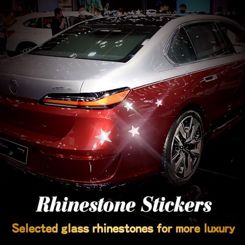 Image of 4Pcs Bling Silver Star Rhinestone Stickers Car Stickers and Decals for Women Bling Car Accessories Mobile Phones Tablets Computers Notepads Water Cups Stickers Decals and Decorations