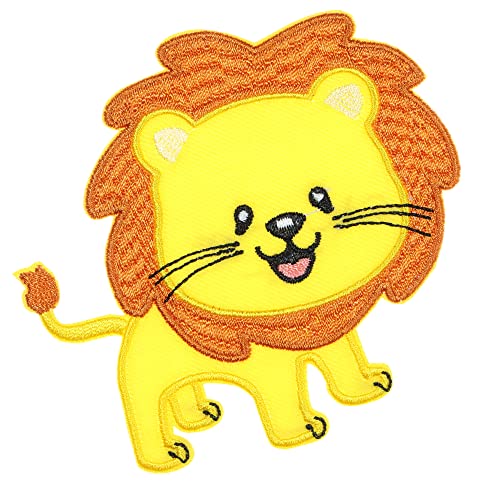 Jpt - Lion Mile Yellow Cute Cartoon For Kids Children Embroidered Applique Iron/Sew On Patches Badge Cute Logo Patch On Vest Jacket Shirt Hat Jean Clothing Bag #TOP1