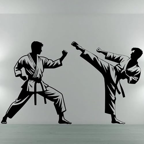 Karate Wall Decal Jiu Jitsu Art Judo Decor Martial Wall Stickers Taekwondo Wall Decor Design Vinyl Removable Wallpaper 57X33CM