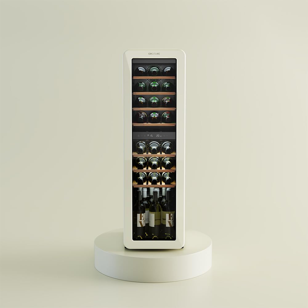 Cecotec Cave a Vin 30 Bouteilles Bolero GrandSommelier Origin Duo 30 Hit Beige. Cave à vin rétro, beige, 30 bouteilles, double zone 5-12 ºC et 12-20 ºC, NoFrost, LED