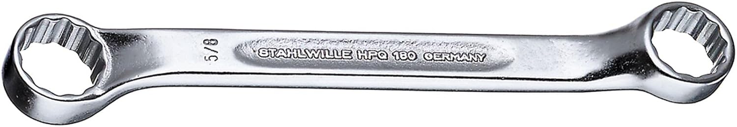 Stahlwille 41603234 180a Double Ended Ring Wrench - 1/2" x 9/16" Size, 141mm Length, Shallow 10 Degree Offset for Confined Spaces - High-Performance Steel, Chrome-Plated, Made in Germany