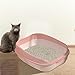 Cat Litter Tray cat Toilet Anti Splash Supplies Semi Enclosed Tall Detachable Kitty Litter Pan Cat Litter Tray, Pink White