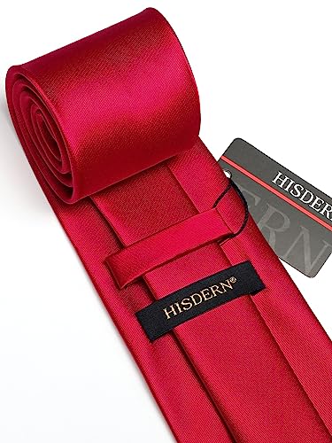Image of HISDERN Mens Solid Color Ties Formal Satin Necktie and Pocket Square Set Classic Wedding Business Tie & Handkerchief