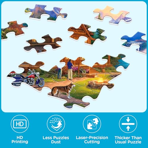 Puzzle para adultos de 500 piezas, cabaña en lago de montaña, tema naturaleza miniatura 5