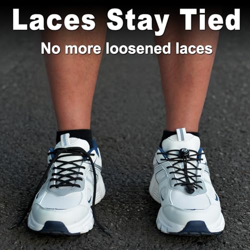 Image of RJ-Sport Tieless Elastic Shoe Laces - Heavy Duty No Tie Shoelaces for Kids and Adult with Strong Lock and Speed Shoestrings