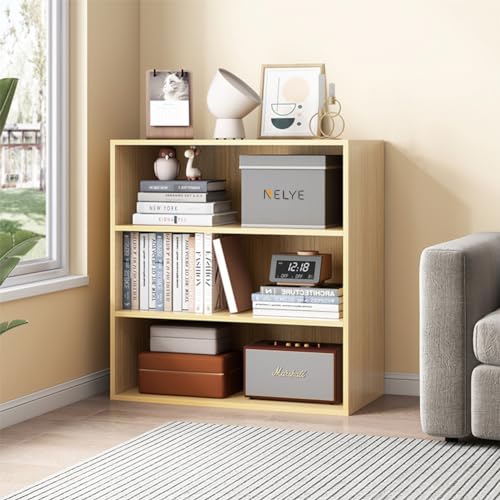 NELYE Basic Open Shelf Bookcase - 3-Tier Wooden Cube Storage