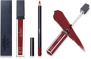 aden Liquid Lipstick+Lipliner Pencil SET long duration with hydration matte finish 7ML.Â MADEÂ INÂ ITALY (23 Currant)