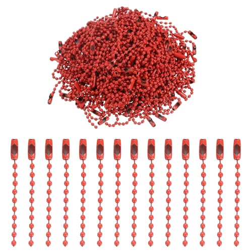 sourcing map 220 catenine a sfera in metallo, lunghe 100 mm, con chiusura a clip, per portachiavi, etichette, progetti artigianali, creazione di gioielli, colore: rosso