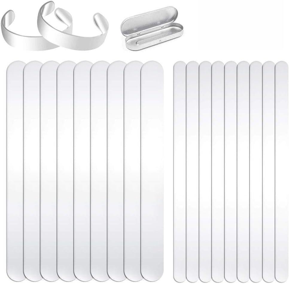 Hamnor 18 Pieces Bracelet Blanks Stainless Steel Bracelet Stamping Blanks for DIY Jewelry Making with Box, Include 2 Different Sizes, 5/8 x 6.3 Inches and 2/5 x 6.3 Inches