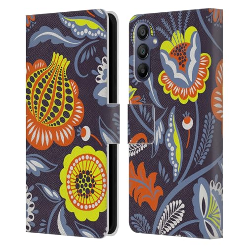 Carcasa de cuero tipo libro para Samsung Galaxy A15 con patrón étnico naranja