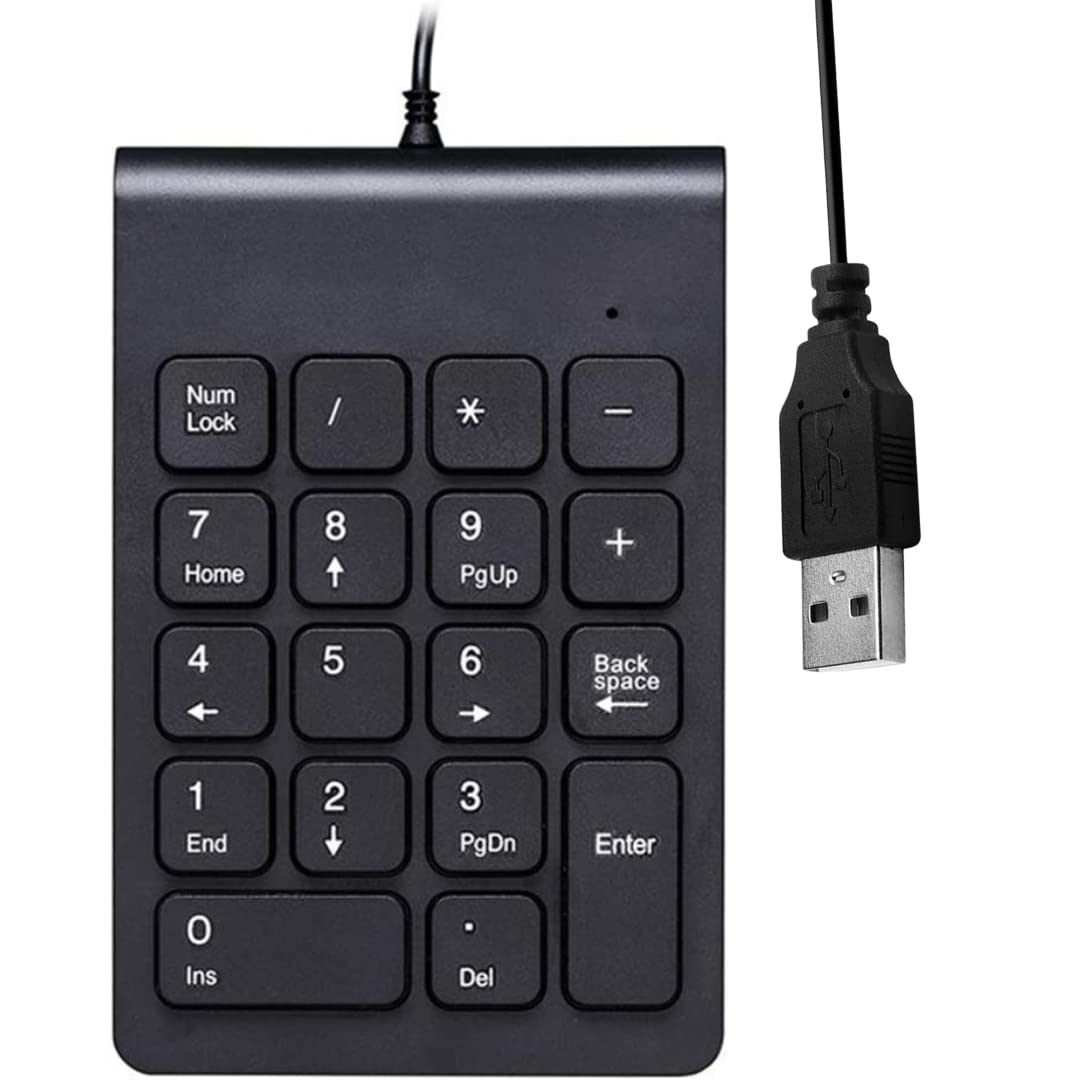 USB Numeric Keypad Numpad Portable Slim Mini Number Pad Keyboard for Laptop Desktop Computer, ChromBook, Surface Pro Notebook, Tax Number Calculate, Office Travel & Home (Black)-image-39