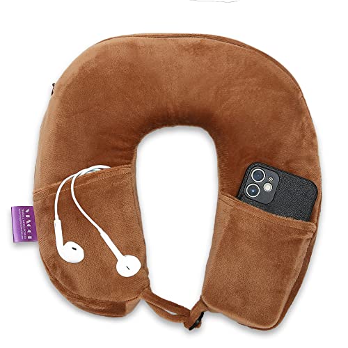 Image of Viaggi U Shape Super Soft Memory Foam Travel Neck Pillow for Neck Pain Relief Cervical Orthopedic Use Comfortable Neck Rest Pillow - Brown