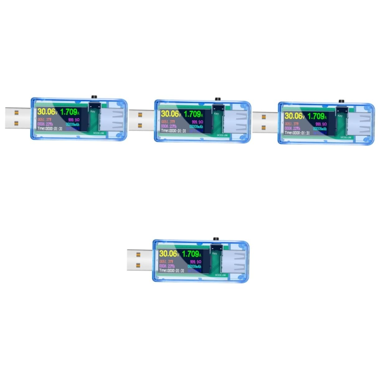 Angoily 4pcs USB Multimeter for Cycle Voltage and Ampere Watt Display Portable Temperature Measurement