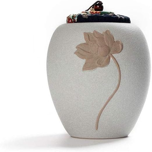 Amazon セラミックスマット表面ペットウルーン火葬urn葬儀urns絶妙な救済蓮の絶妙なリリーフ蓮pet Memorial Color White サイズ 1000ml 手元供養用遺骨入れ オンライン通販