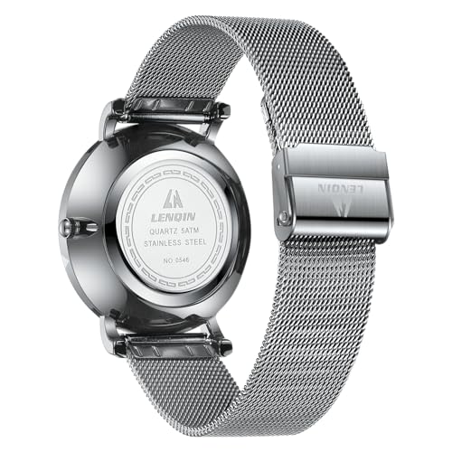 Image of LN LENQIN Mens Watches Waterproof Stainless Steel Watch for Men Analog Quartz Fashion Business Designer Wristwatch