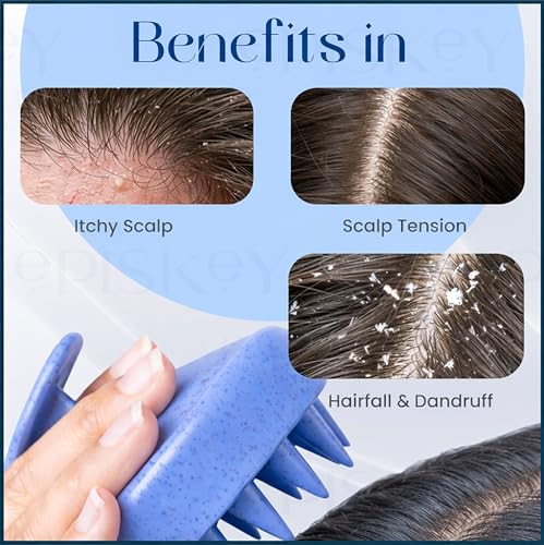 Image of Scalp Massager Shampoo Brush, Eco-Friendly Wheat Straw Body With Soft Silicon Bristles, Hair Scalp Scrubber, Scalp Exfoliator | Dandruff Removal, Prevents Hair Loss For Men, Women (Jb-35)