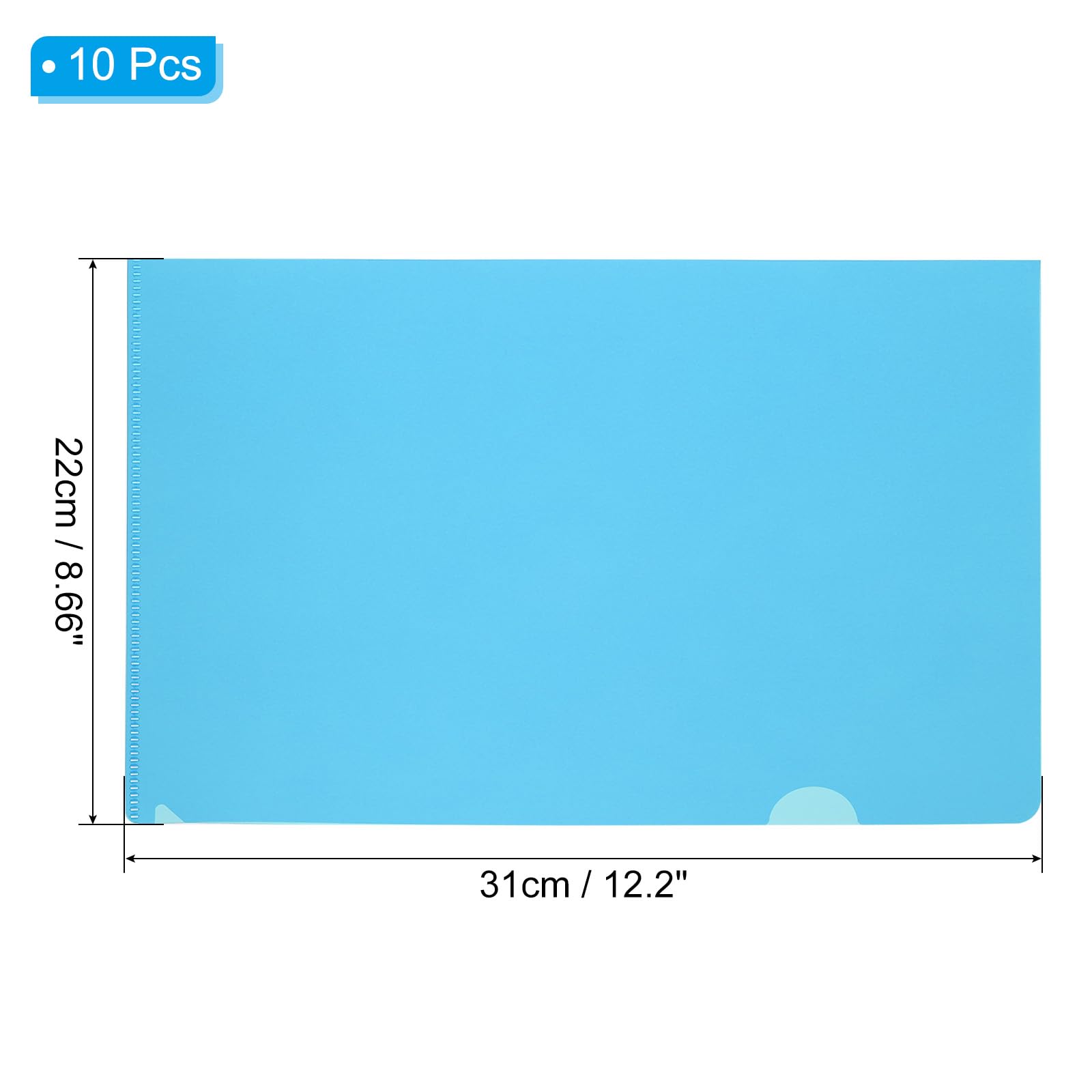 PATIKIL L Type Folders 10 Pack A4 Plastic File Project Pockets Clear Paper Document Jacket Sleeves for Office Sky Blue - Image 2