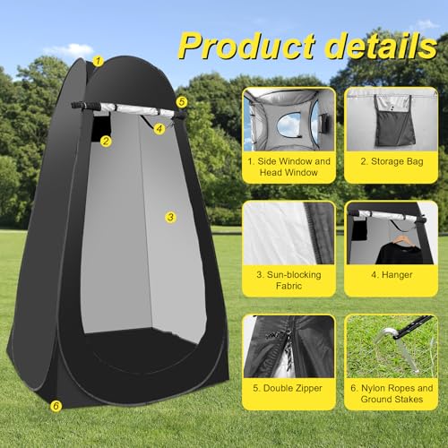 Tienda de ducha portátil para camping, kit con bolsa de ducha de 5 galones, privacidad exterior, tienda para cambiar miniatura 6