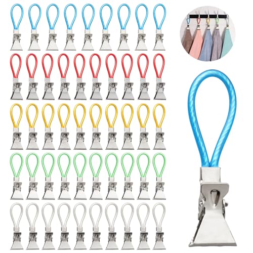 Juyibaao 50 Stück Geschirrtuchhalter mit Farbigen Schlaufen