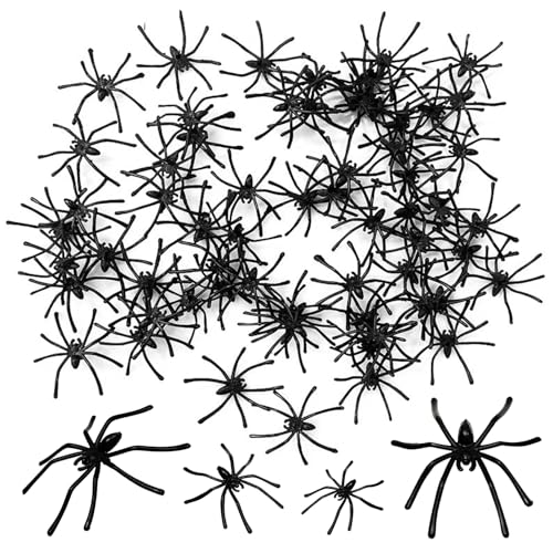 SYEYCW 180 peças lustre falso, lustre de plástico, brinquedo de aranha falsa de plástico realista, preto Halloween aranhas realistas, aranhas assustadoras, para festas de Halloween dia dos Inocentes