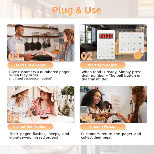 Restaurant Pager System Pagers for Restaurants 24 Coaster Pagers and Beepers with Vibration Flashing Buzzer Queue Wireless Calling System for Food Truck Church Nursery Coffee Shop Bar