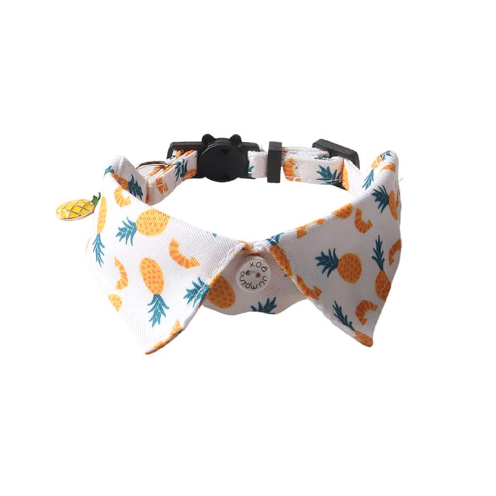 BT Bear Cute Style Small Dog Collar with Bell Adjustable Quick Release Cat Collars for Small Dogs Puppy Pineapple