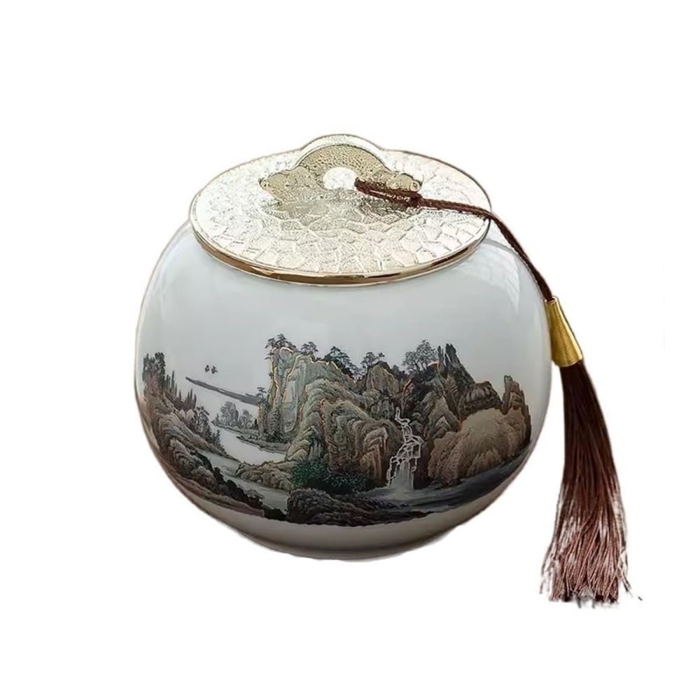CHENGAIJIAN Tea Canister High-grade Ornaments Porcelain Jar Household Large Multifunctional Storage Ceramic Loose Leaf Tea Canister