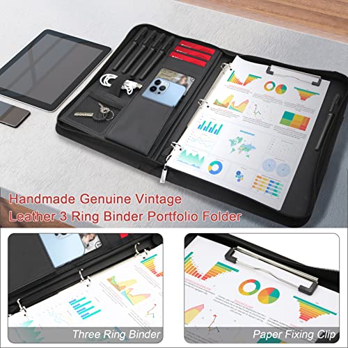 Portfolio Binder Organizer With Handle, 13.4 * 10 * 1.6 Inch Zippered Padfolio, Writing Pad Notepad Legal Size Detachable Business Folder Resume Interview Gift For Men Women (Gray) #TOP5