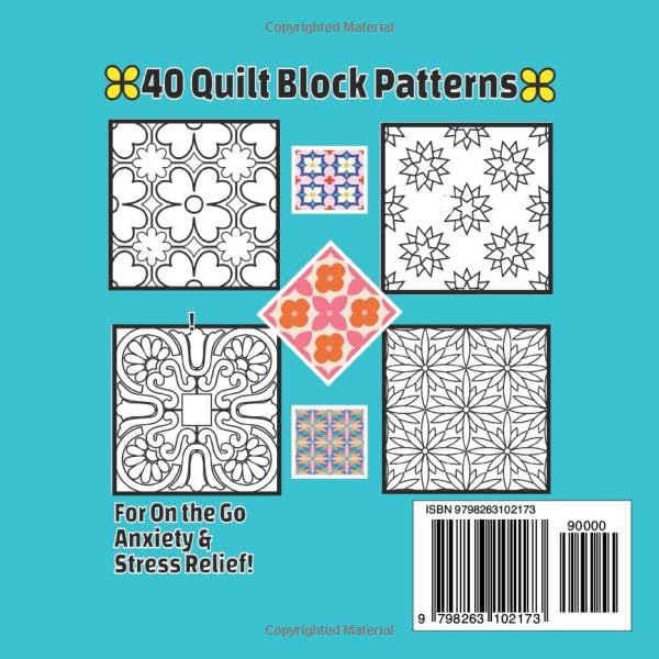 More Cute Little Quilt Squares 6" x 6" Mini Coloring Book: 40 Easy Quilt Block Designs for Adults & Kids • Geometric Patterns for Travel, Mindfulness ... (6" x 6" Mini Quilt Block Coloring Books) image 3