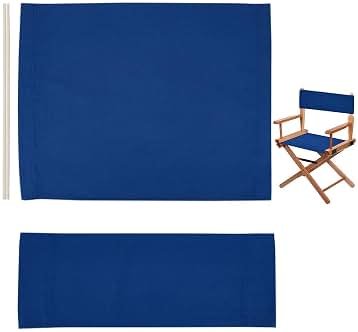 GORGECRAFT 1 juego de fundas de asiento de repuesto para silla de director, color azul marino, funda de tela para asiento y respaldo de lona con palo de madera para asiento plegable casual, silla de