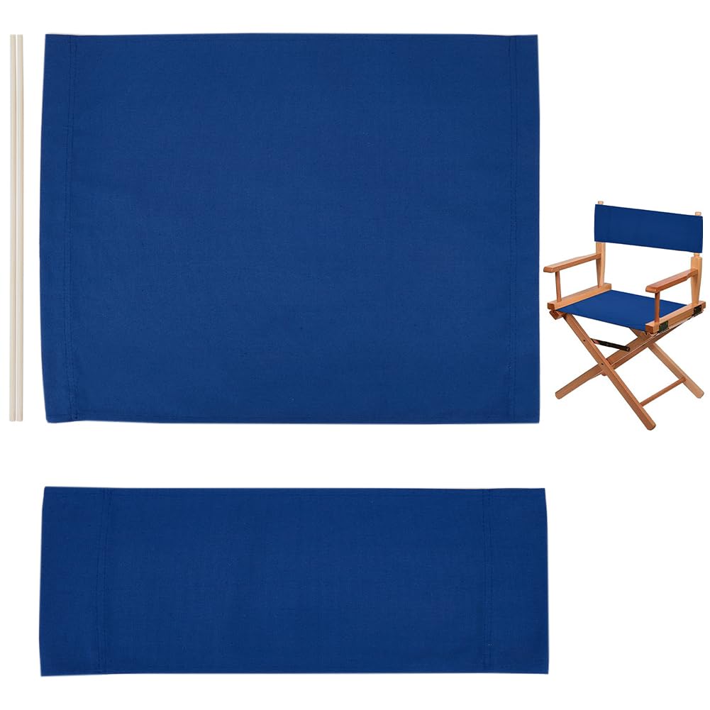 GORGECRAFT 1 Set Coprisedili di Ricambio per Sedia Da Regista Blu Marino Sedia Da Regista Fodera In Tela Kit Sedile e Schienale con Bastone di Legno per Casual Trucco Casa Giardino All'Aperto
