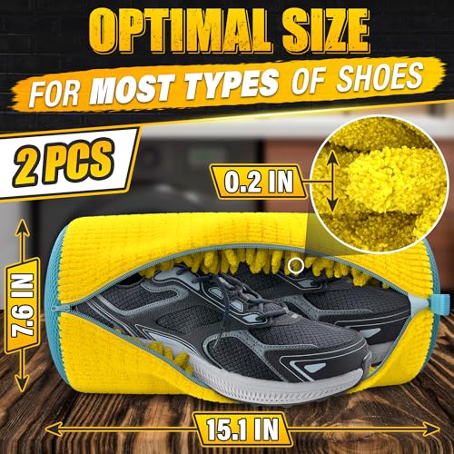 2 Pcs Shoe Washing Bag for Washing Machine - XL 15" Shoe Laundry Bag for Washer and Dryer With Zipper & Fluffy Fibers - 360° Easy Cleaning | Protects Sneakers from Scuffs & Damage | Durable & Reusable2